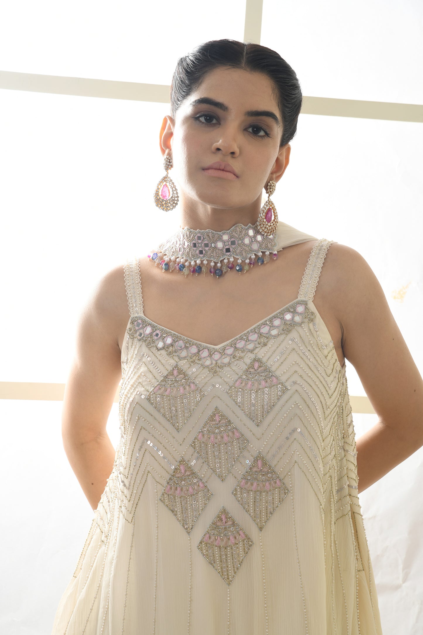 DIVINE EMBROIDERED PEPLUM SHARARA SET