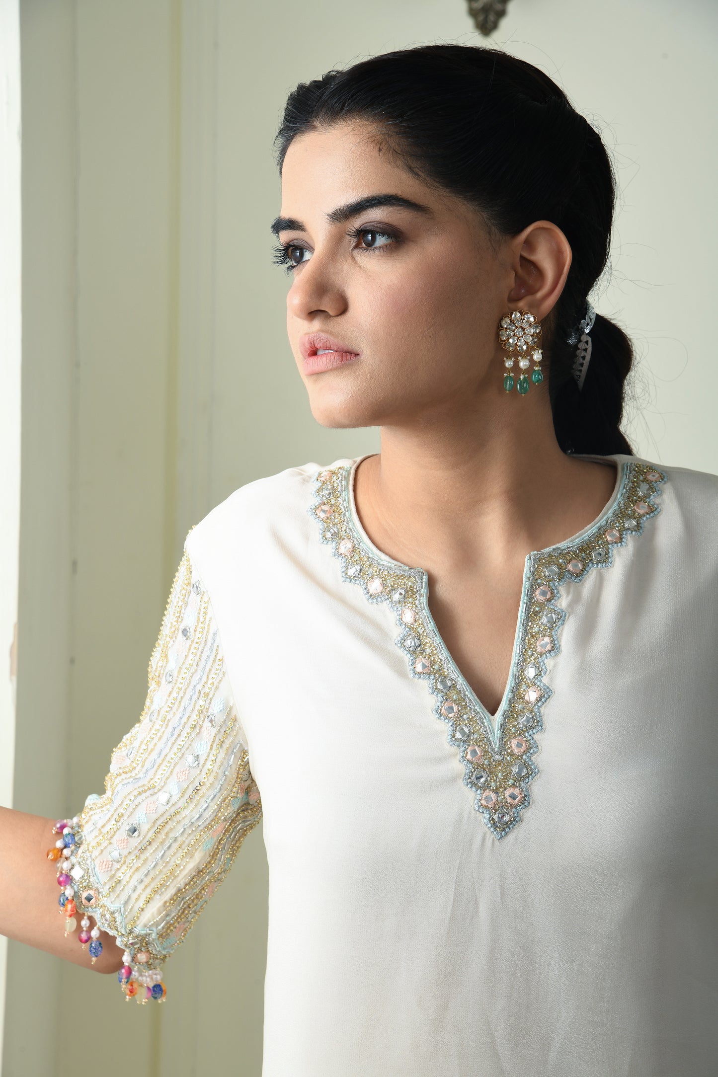 DIVINE EMBROIDERED DRAPE KURTI SHARARA SET