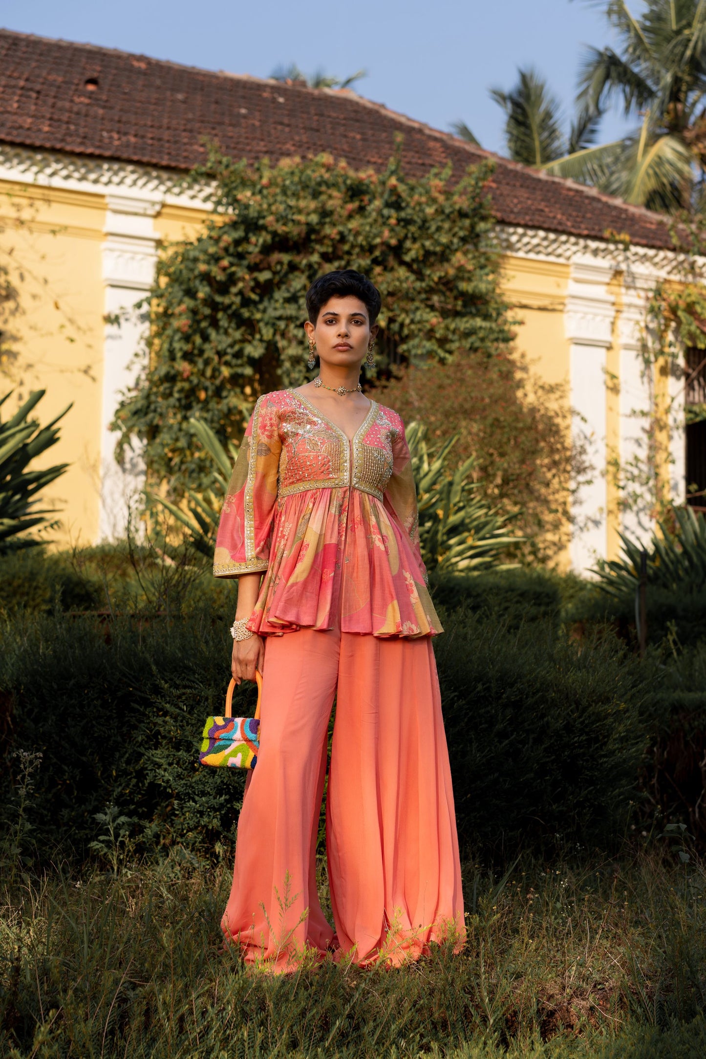 HINT OF BLUSH NASHA PRINT PEPLUM SET