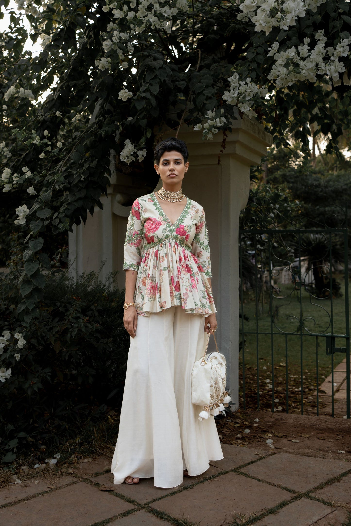 LEAVES FLORAL PETAL PEPLUM SET