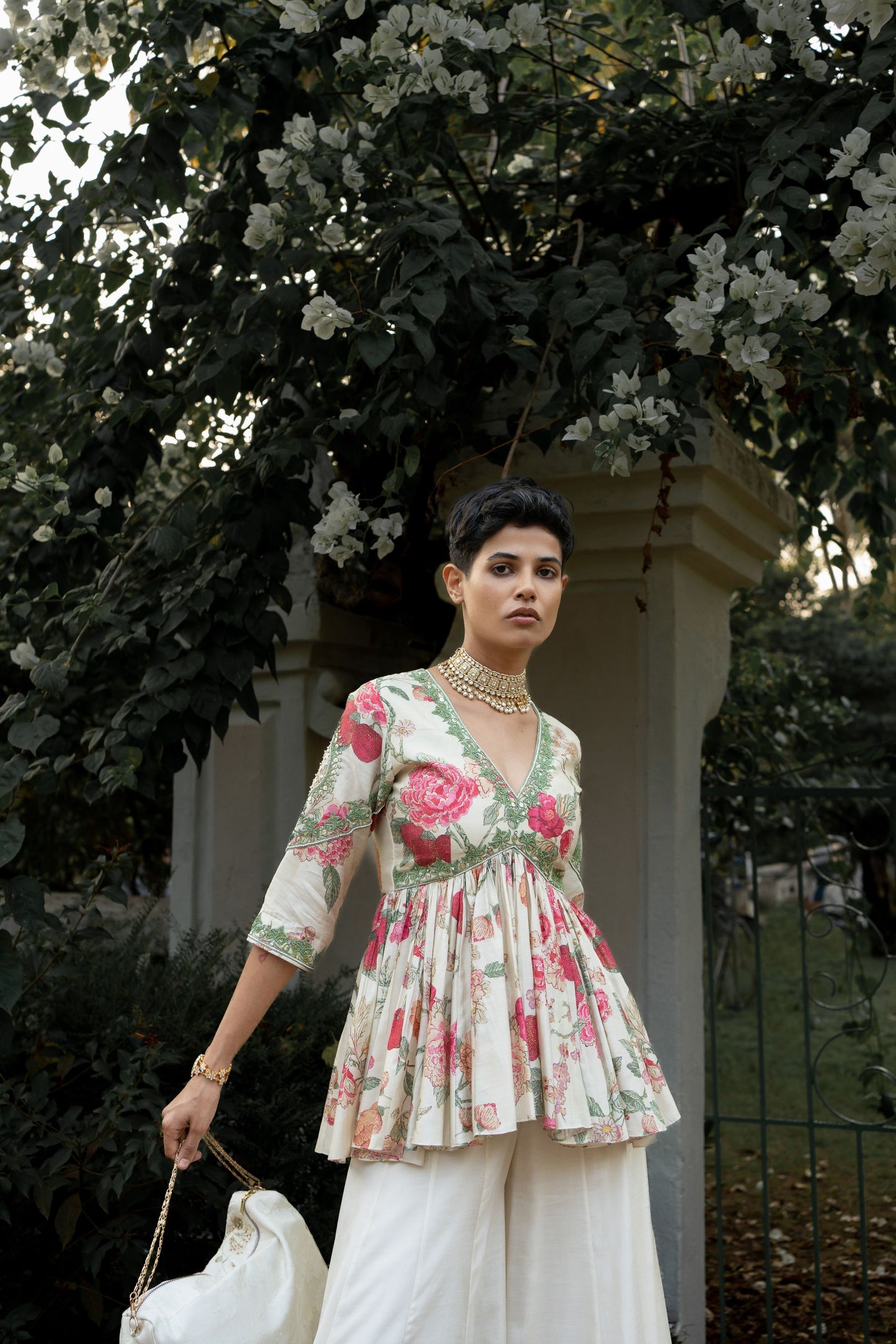 LEAVES FLORAL PETAL PEPLUM SET