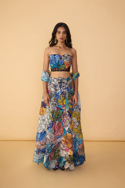 LARISSA CORSET BLOUSE,  ZOYA LEHENGA SKIRT &  SCALLOP DUPATTA