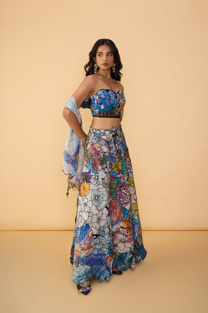 LARISSA CORSET BLOUSE,  ZOYA LEHENGA SKIRT &  SCALLOP DUPATTA