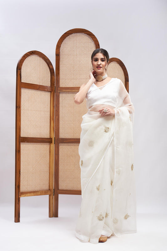 SHWET SAREE SET