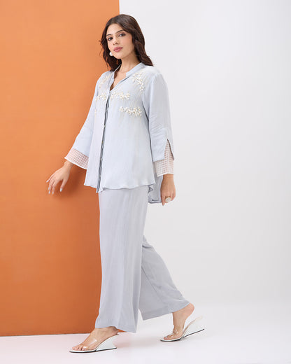 GREY PEARL EMBROIDERED CO-ORD SET