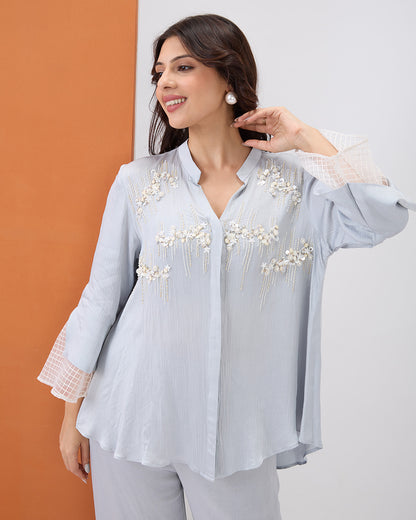 GREY PEARL EMBROIDERED CO-ORD SET