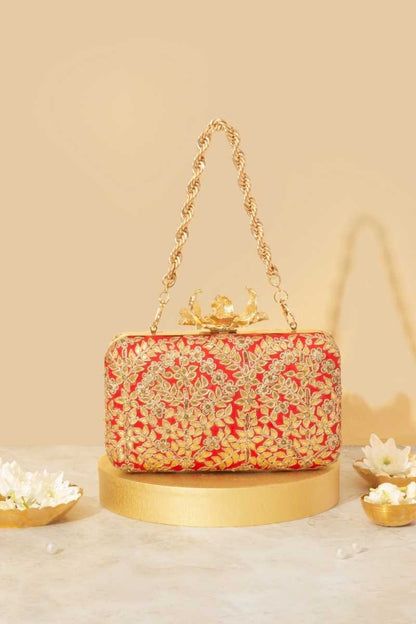 VANYA CLUTCH - RED & GOLD