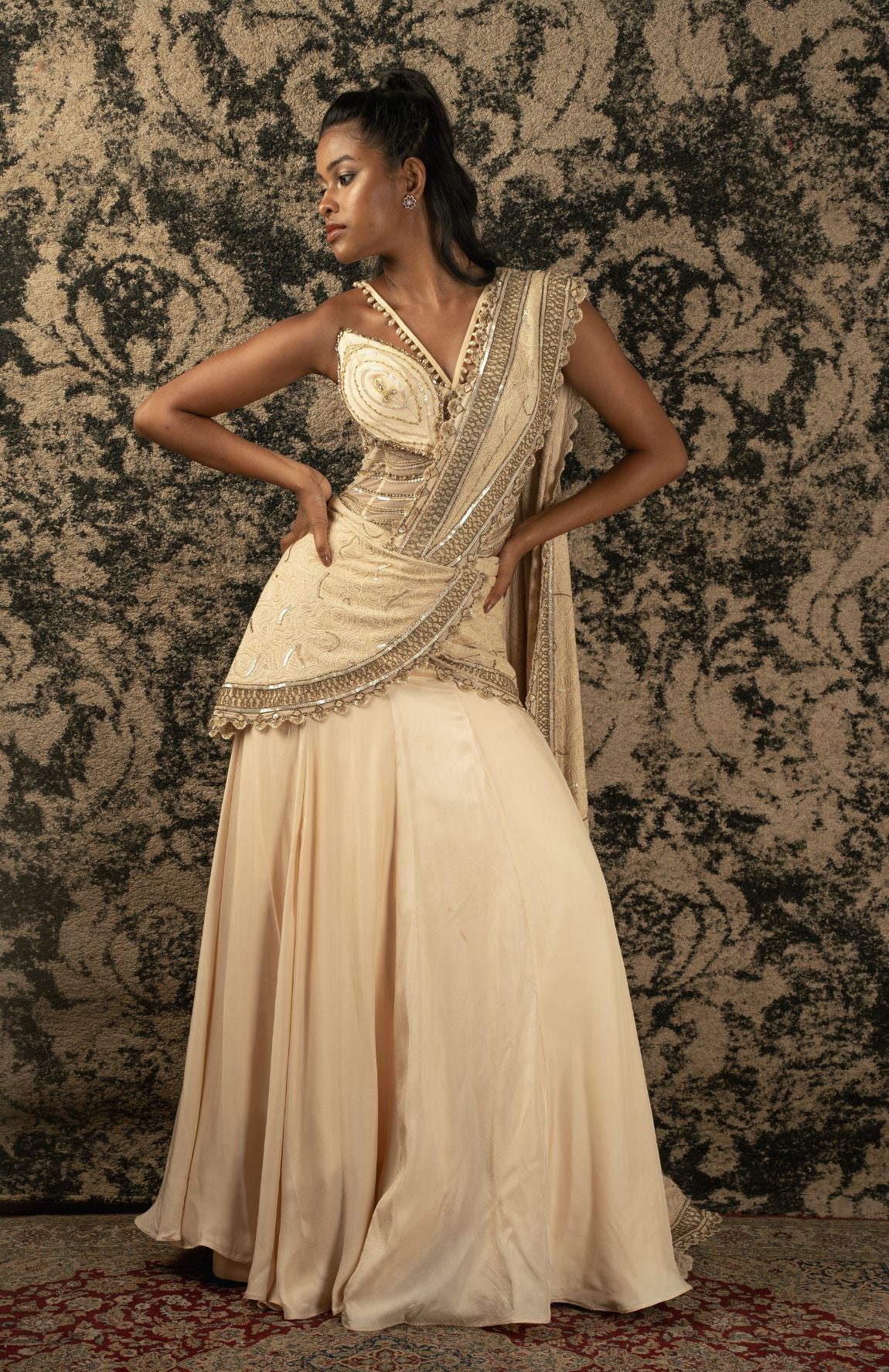 LIGHT GOLD READY SAREE