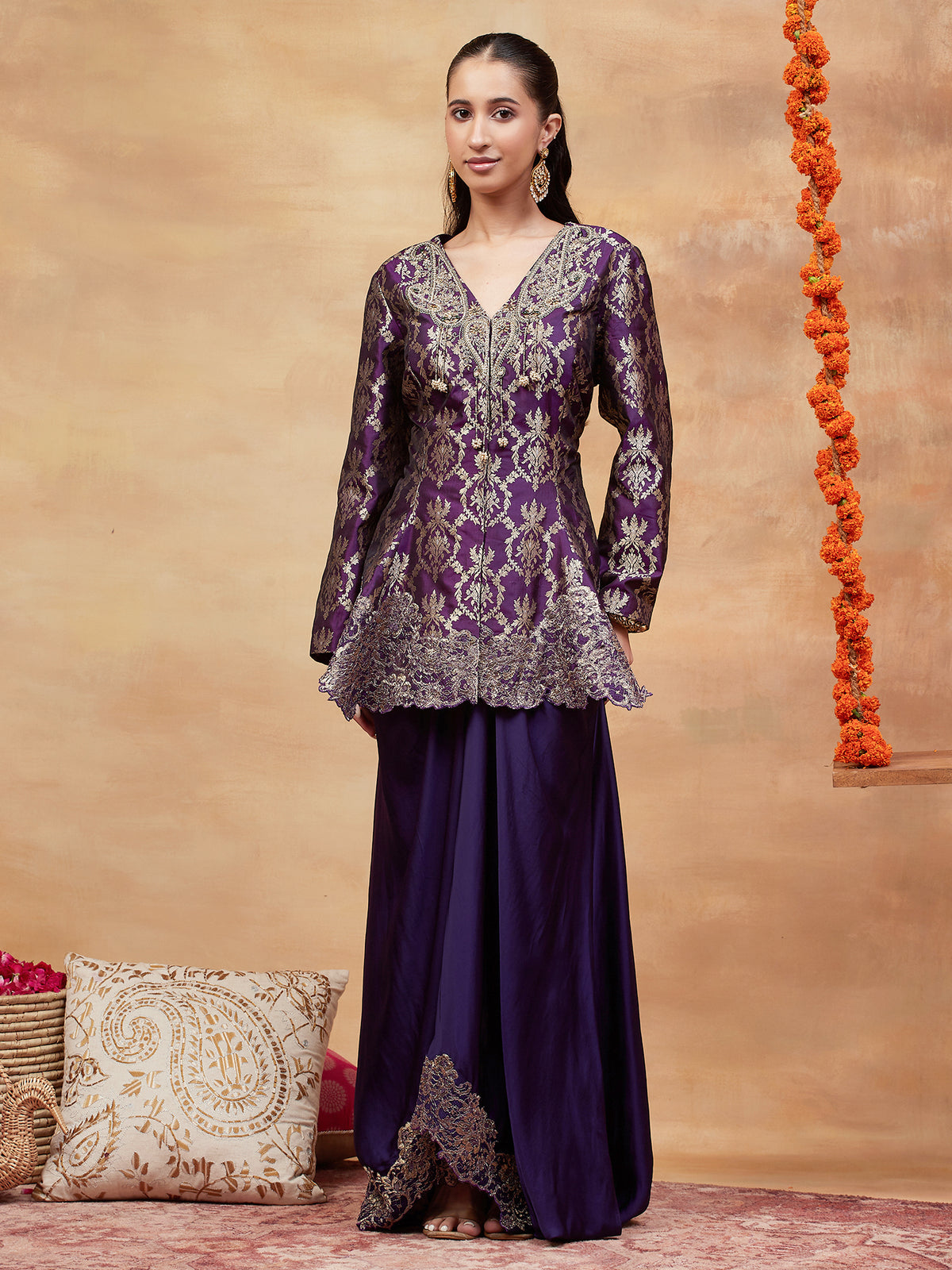 ASSI JAMUNI HAND EMBROIDERED BANARASI SKIRT SET