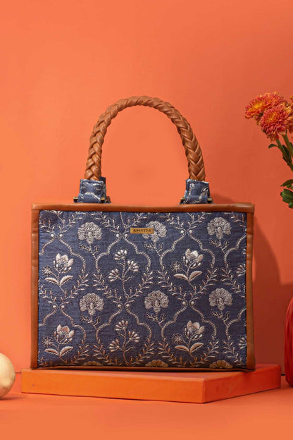 JHAROKHA EMBROIDERED HANDBAG - LIGHT BLUE
