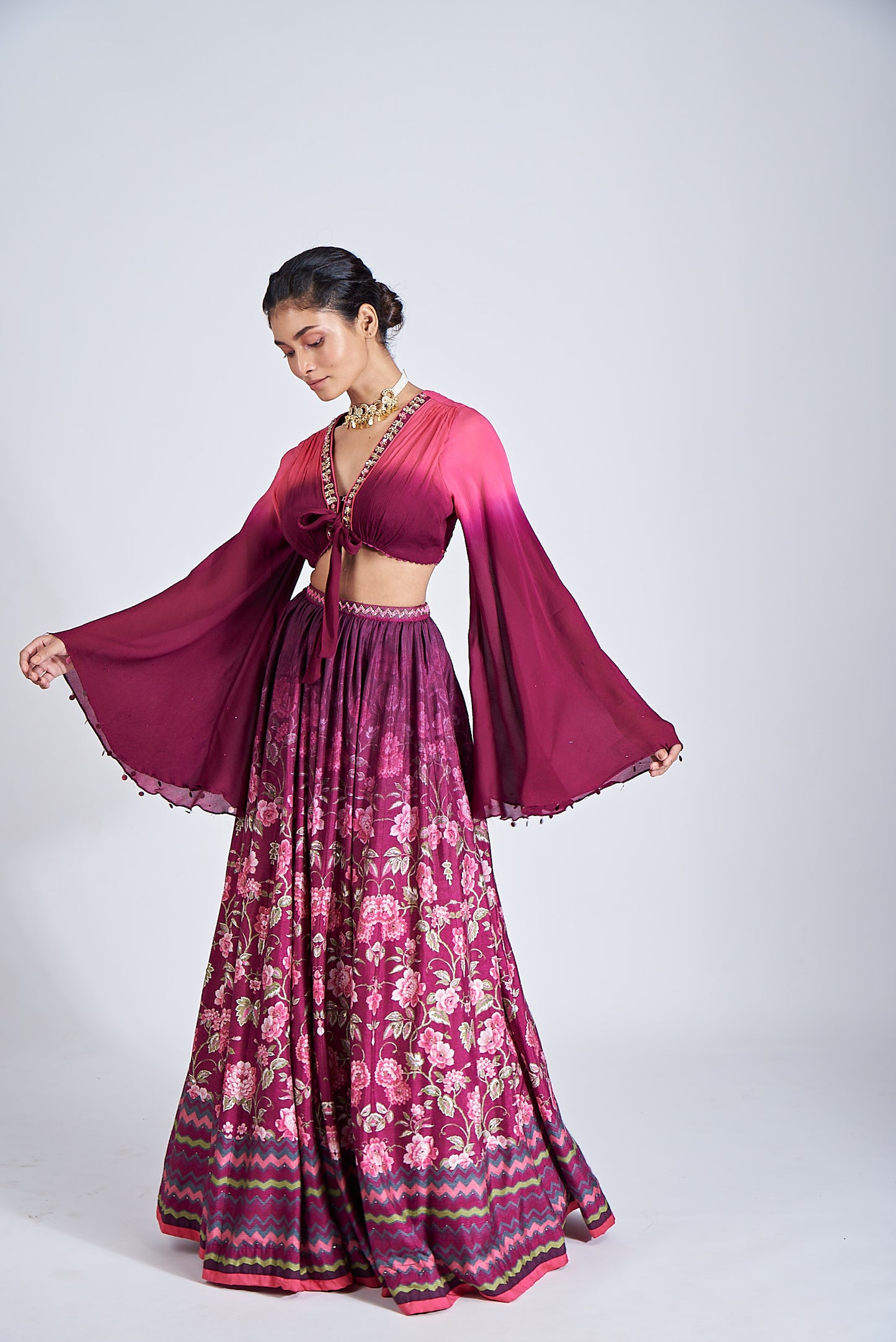 WINE LEHENGA SET