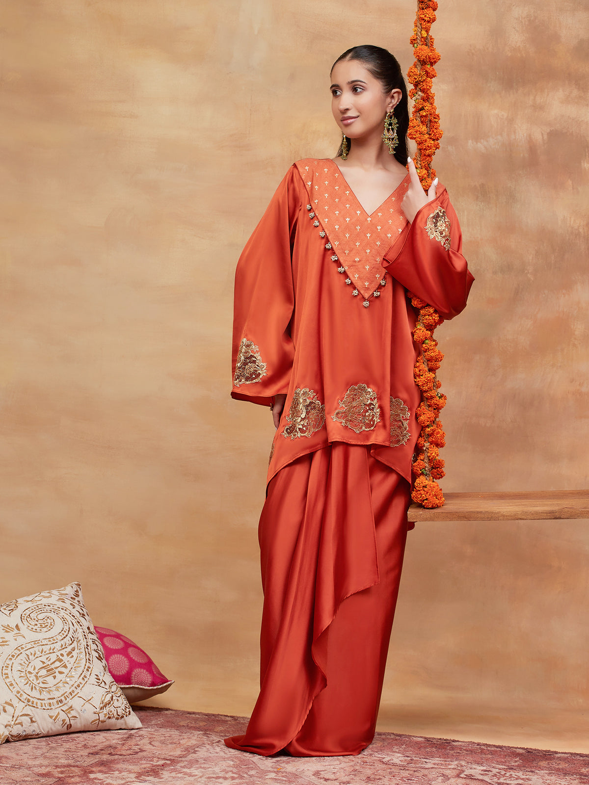 RAJGHAT SINDOOR BANARASI SKIRT SET