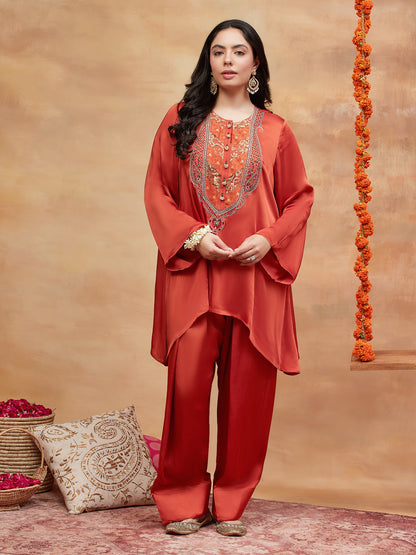 MEER SINDOOR HAND EMBROIDERED BANARASI FARSHI SET