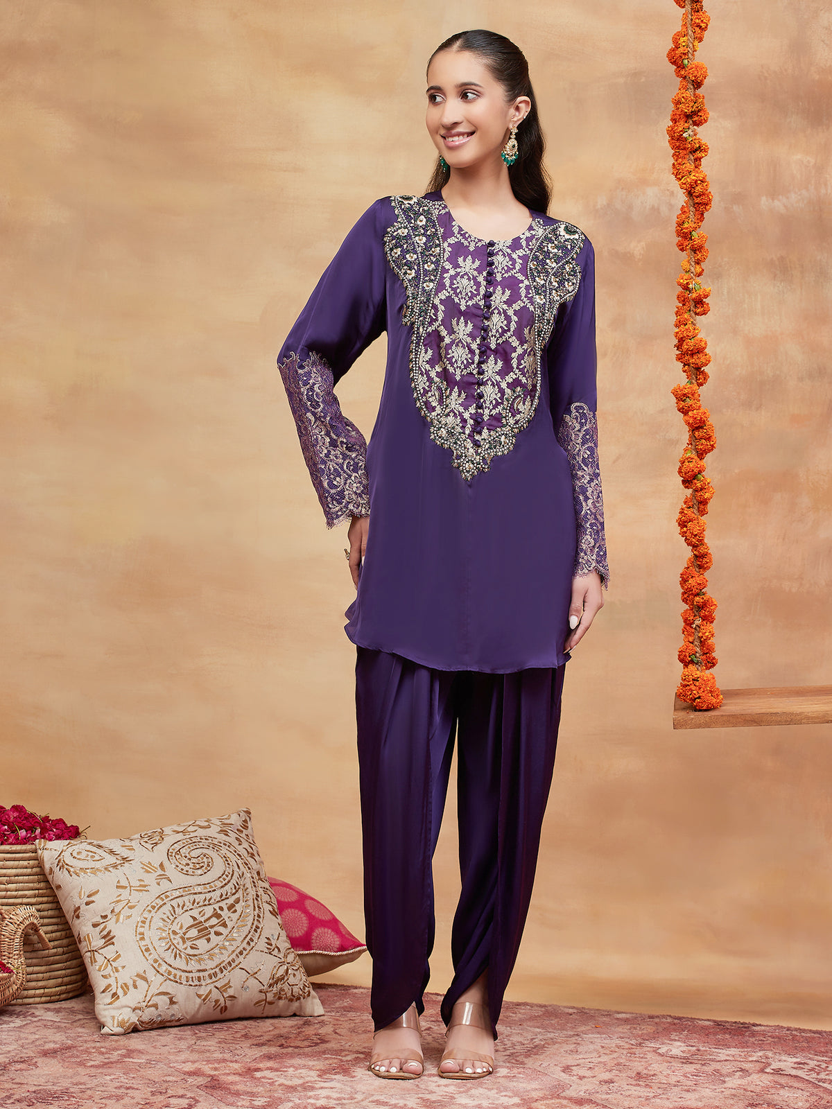 REWA JAMUNI HAND EMBROIDERED BANARASI DHOTI SET