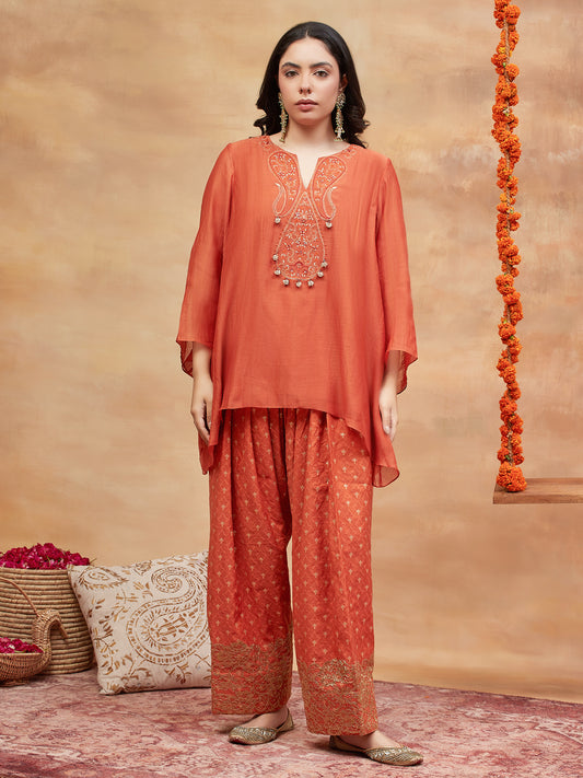 KEDAR SINDOOR HAND EMBROIDERED BANARASI FARSHI SET