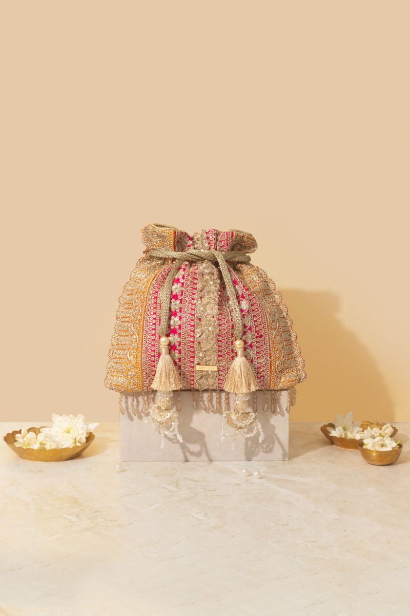 NAAZ POTLI - PINK & MUSTARD