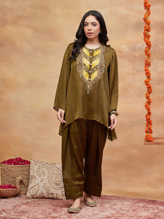 MEER HARIT HAND EMBROIDERED BANARASI FARSHI SET