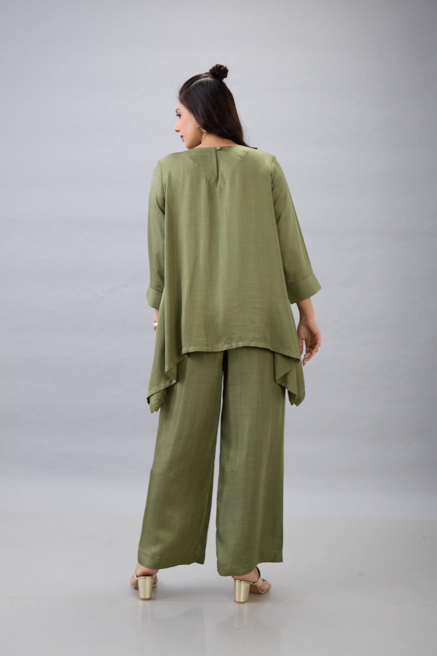 OLIVE GREEN EMBROIDERED CO-ORD SET