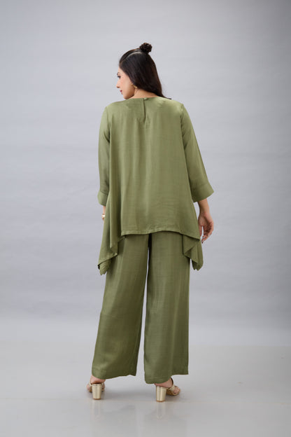 OLIVE GREEN EMBROIDERED CO-ORD SET