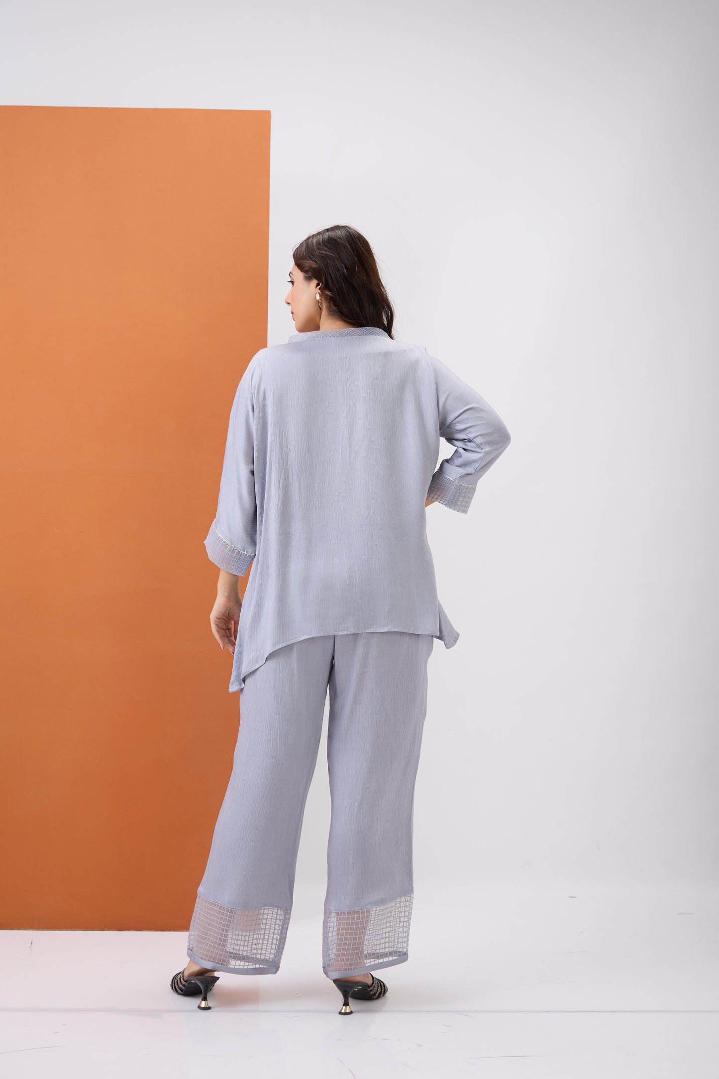 STEEL GREY EMBROIDERED CO-ORD SET