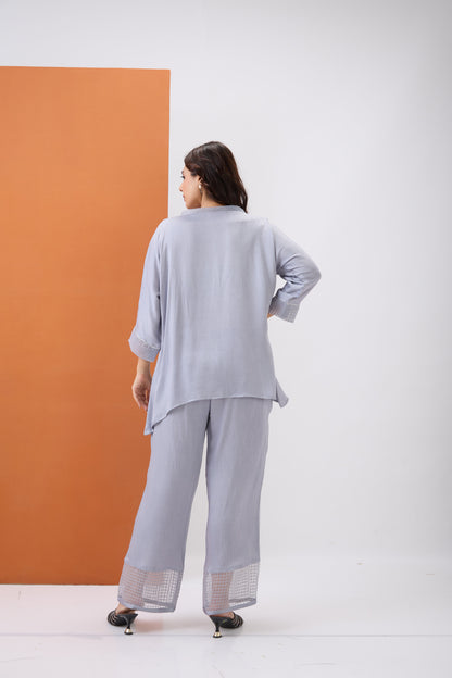 STEEL GREY EMBROIDERED CO-ORD SET
