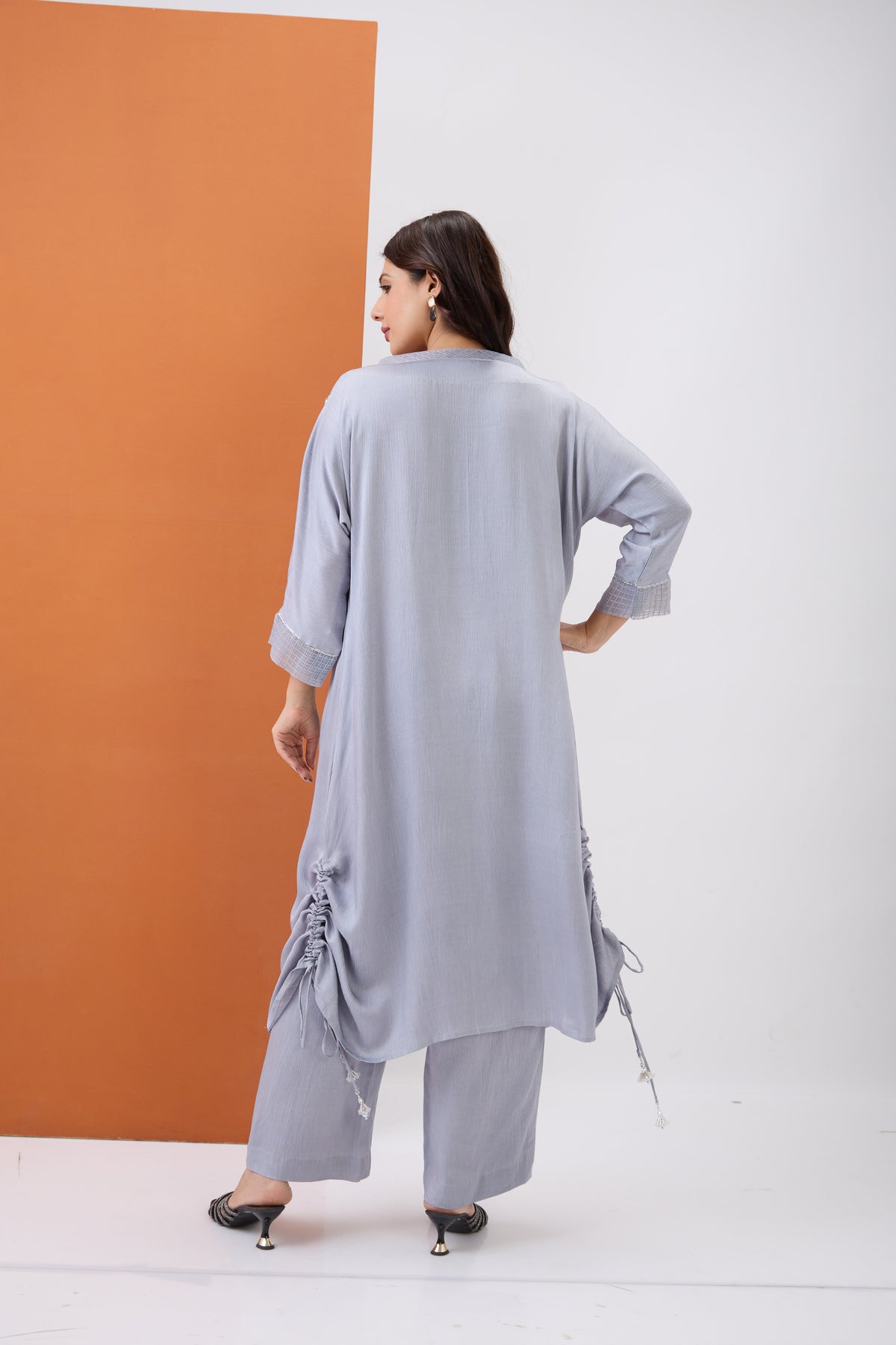 STEEL GREY EMBROIDERED CO-ORD SET