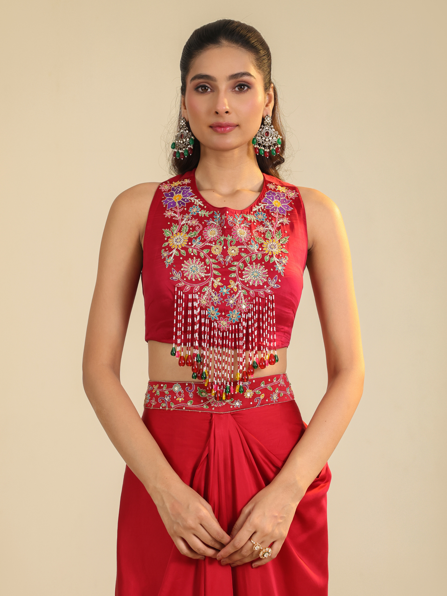 RED GULBABO DHOTI SET