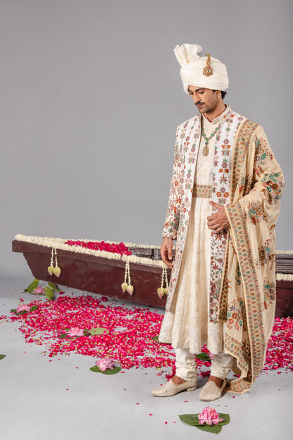 RANGREZ IVORY SHERWANI SET