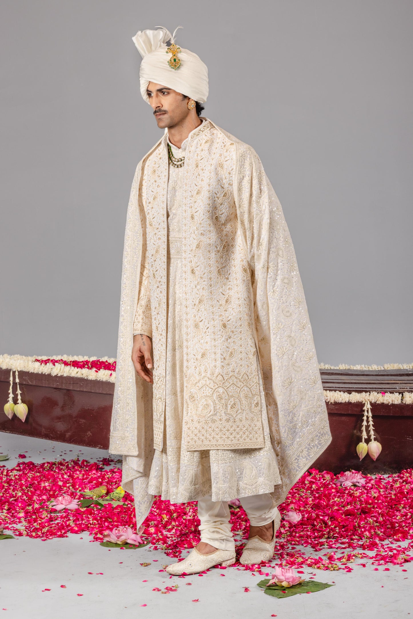 SUFI  SONCHIDIYA IVORY SHERWANI SET