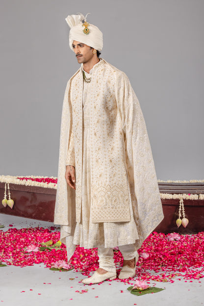SUFI  SONCHIDIYA IVORY SHERWANI SET