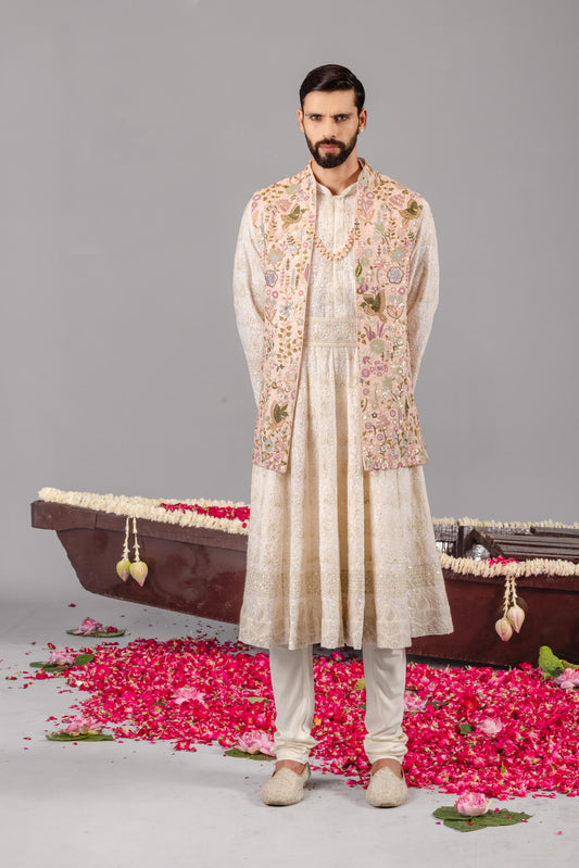 PHOOLPANKH PINK JACKET ANARKALI SET