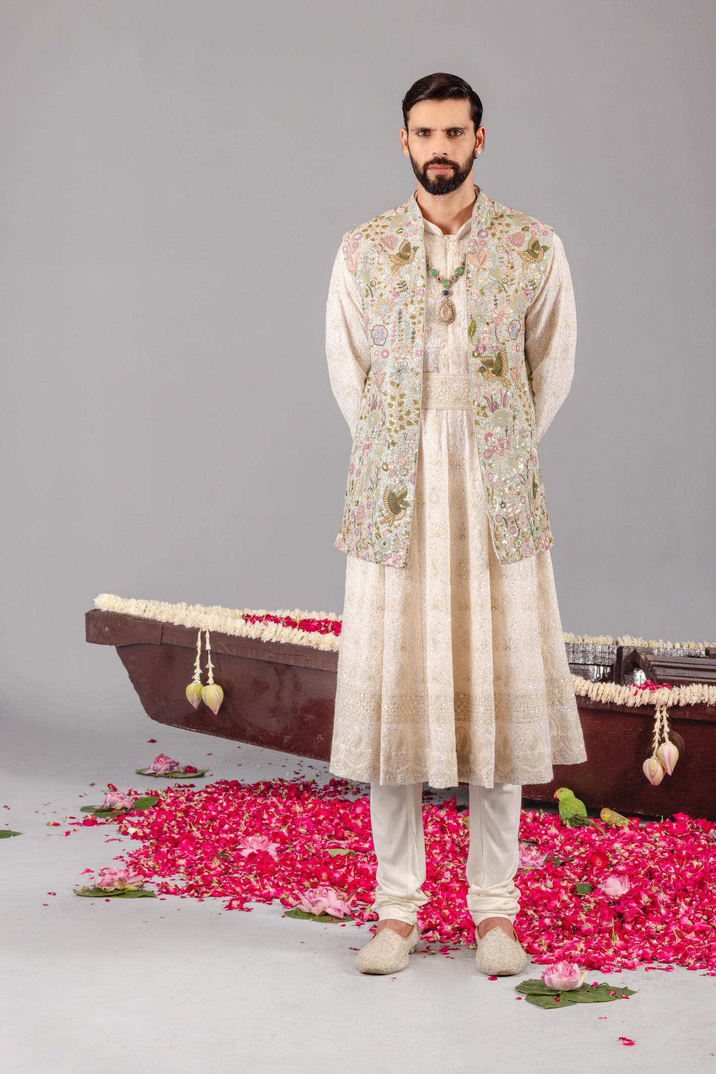 PHOOLPANKH  SKYBLUE JACKET ANARKALI SET