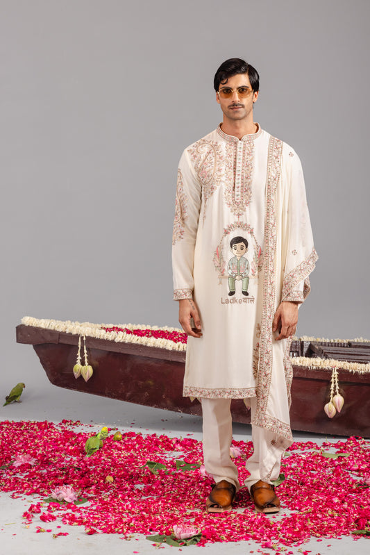 LADKEWALE CREAM KURTA SET