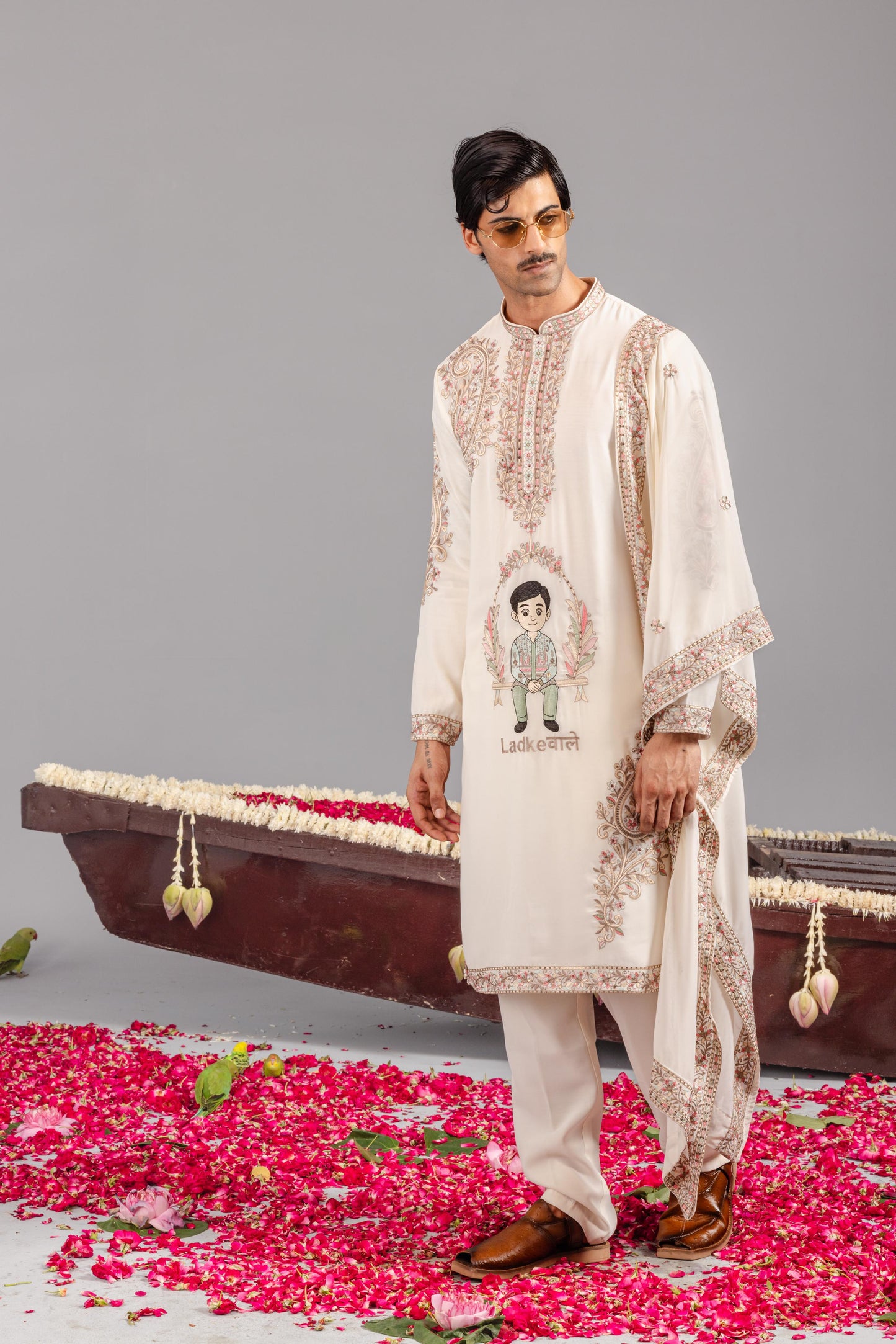 LADKEWALE CREAM KURTA SET