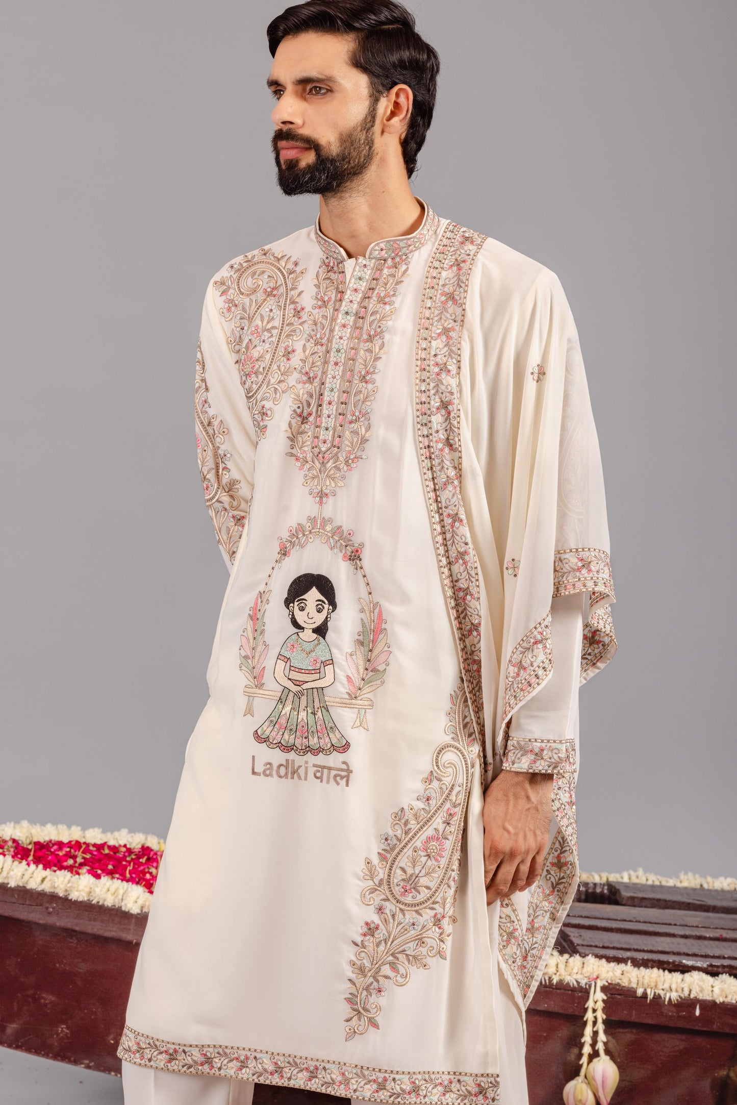 LADKIWALE CREAM KURTA SET