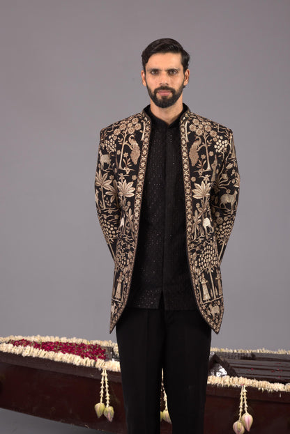 PICHWAI BLACK JODHPURI SET