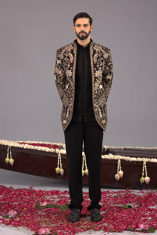 PICHWAI BLACK JODHPURI SET