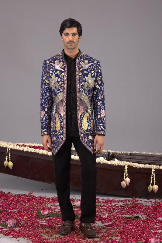 SHAHIBAGH NAVY BLUE JODHPURI SET