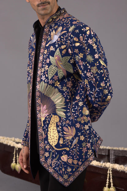 SHAHIBAGH NAVY BLUE JODHPURI SET