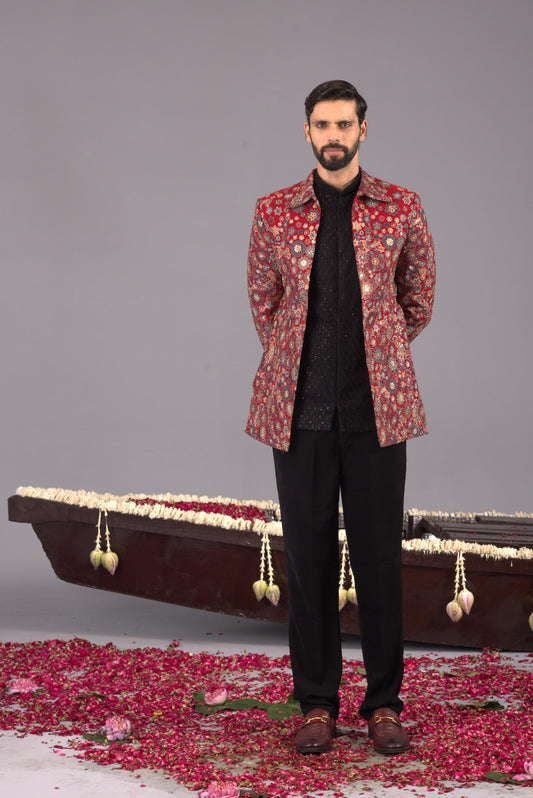 LAALBAGH MARRON JODHPURI SET