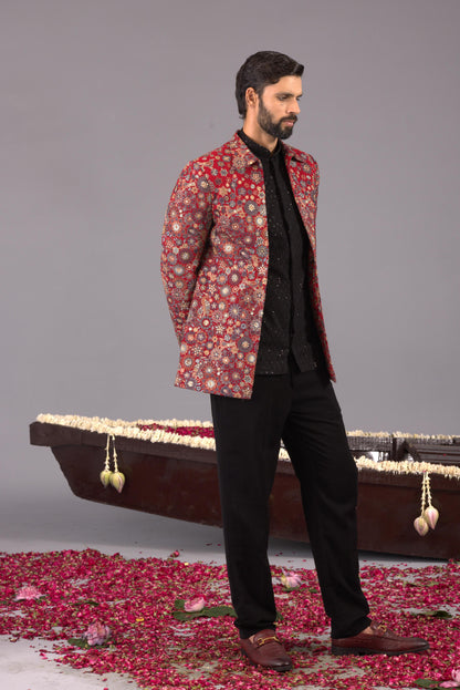 LAALBAGH MARRON JODHPURI SET