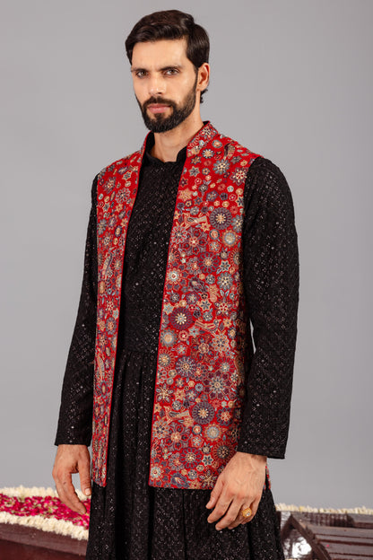 LAALBAGH MAROON KURTA JACKET SET