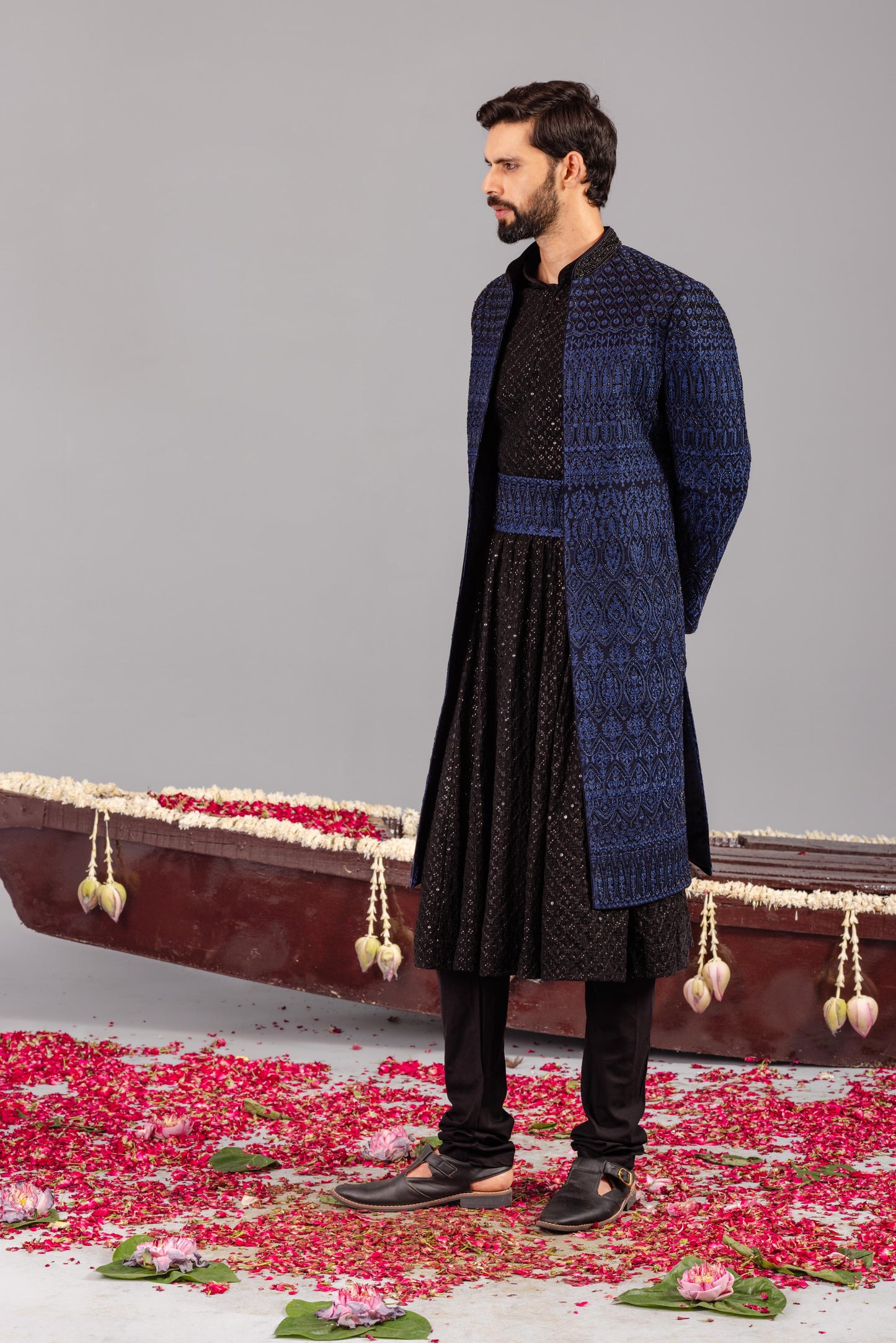 SUFI BLUE SHERWANI SET