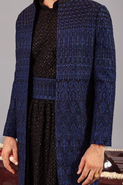 SUFI BLUE SHERWANI SET