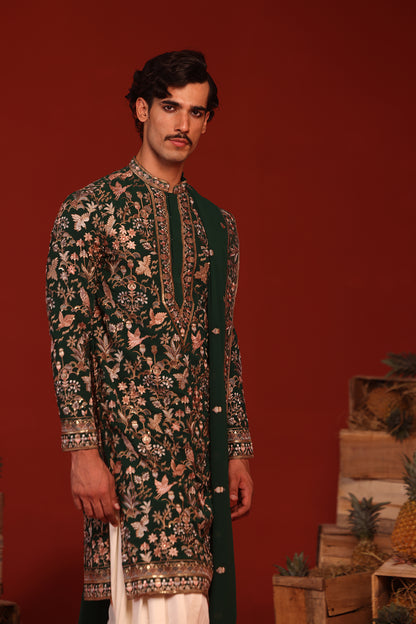 SAGAR BOTTLE GREEN KURTA SET