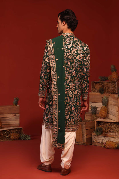 SAGAR BOTTLE GREEN KURTA SET