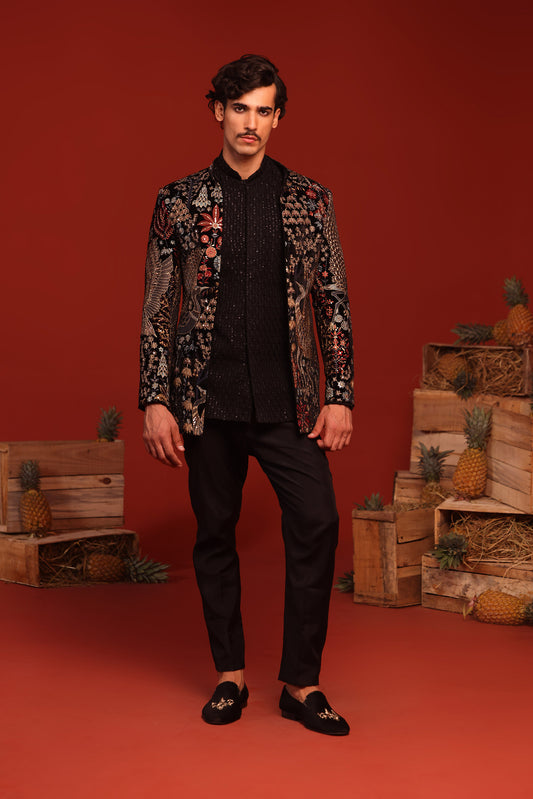 TRILOK BLACK JODHPURI SET