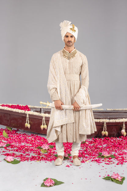 NIZAM BEIGE ANARKALI SET