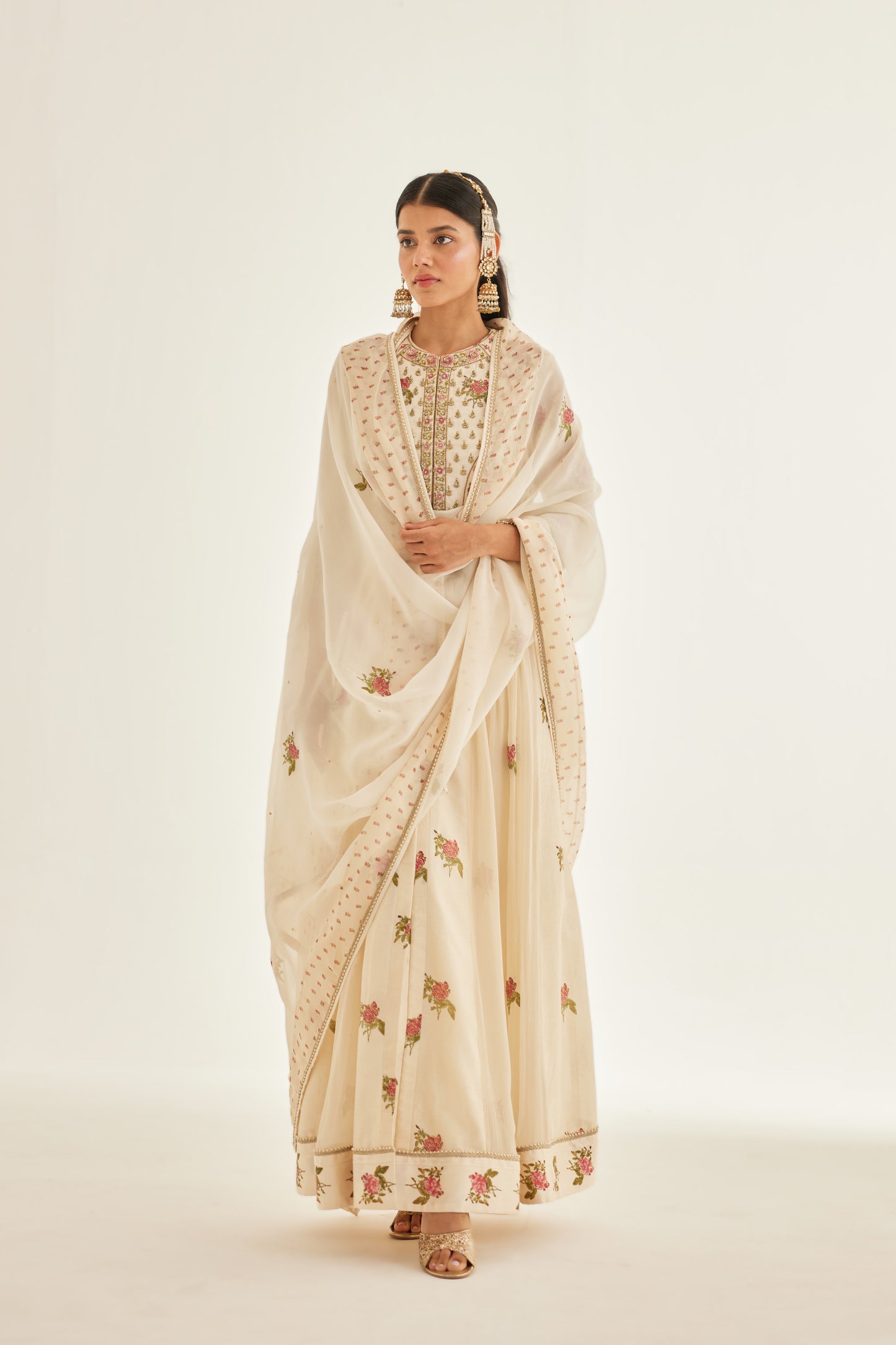 PAPYRUS WHITE ANARKALI SET