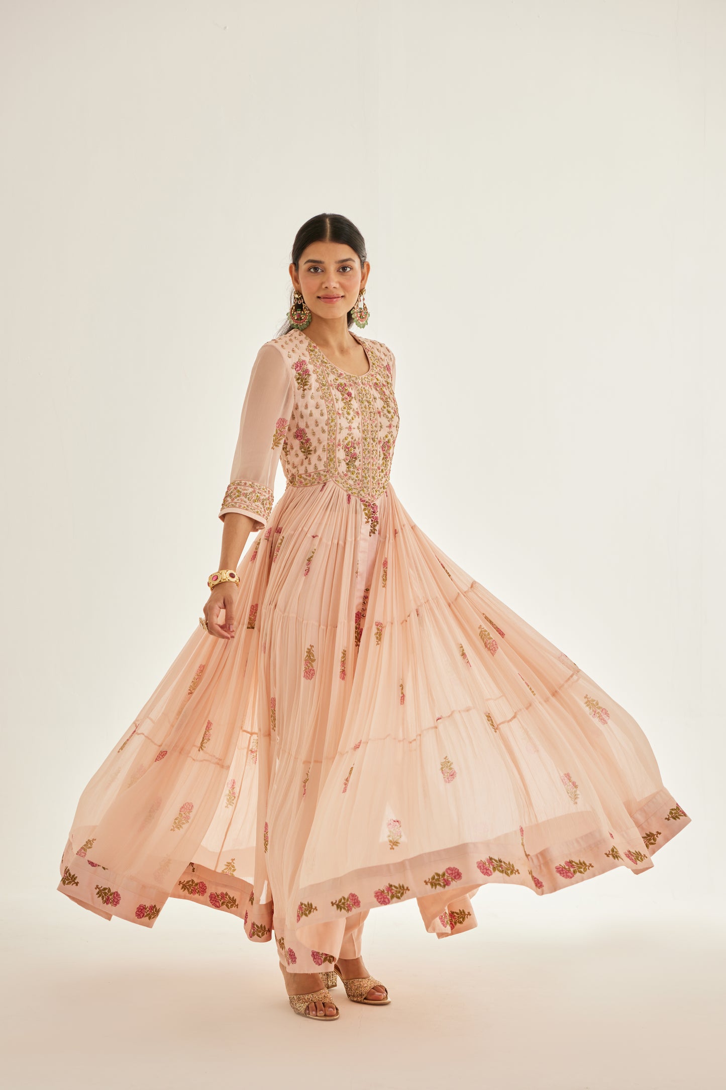 SHELL PINK ANARKALI SET